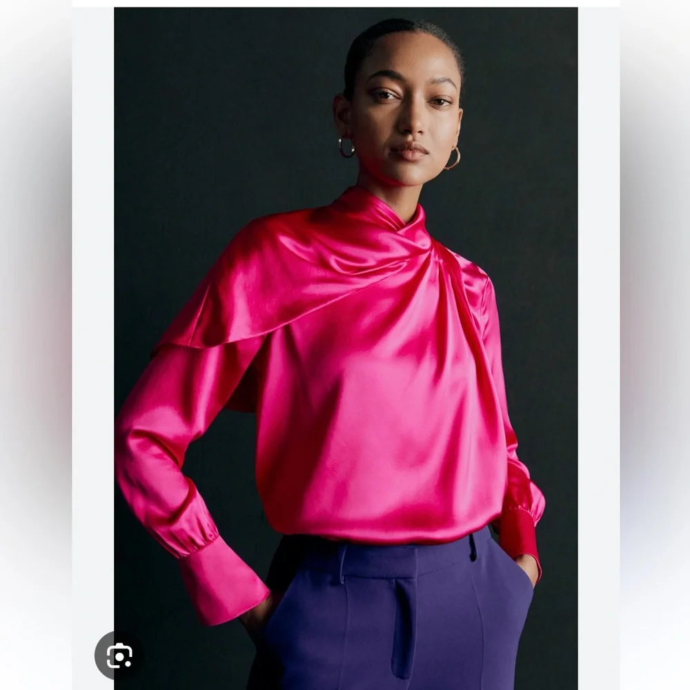 NWT The Fold Knightsbridge Silk Blouse, sz 10 - Picture 1 of 4